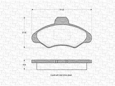 MAGNETI MARELLI 363702160286 -  Комплект тормозных колодок, дисковый тормоз